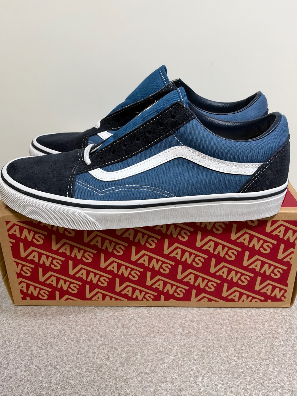 Vans Old Skool Navy White Size 8.5 Men NEW VN000D3HNVY